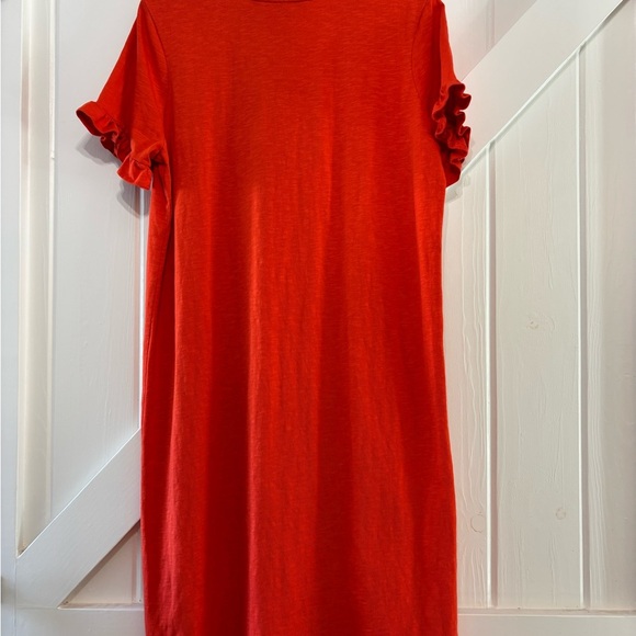 Boden Orange Red Ruffle Sleeve Hem Dress Comfort Casual Vacation Spring US14 - Picture 4 of 8